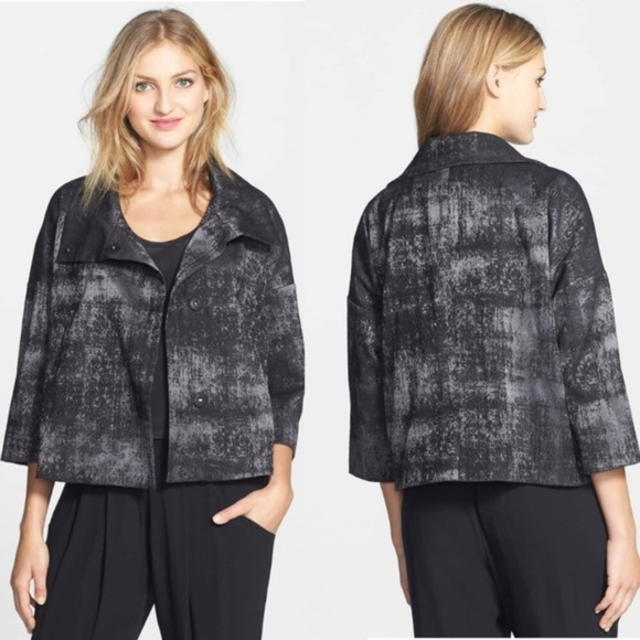 Eileen Fisher Jackets & Blazers - Eileen Fisher Jacket Gray Grandeur Jacquard 3/4